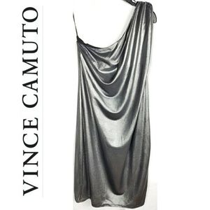 Vince Camuto Metallic Silver One Shoulder Dress 2